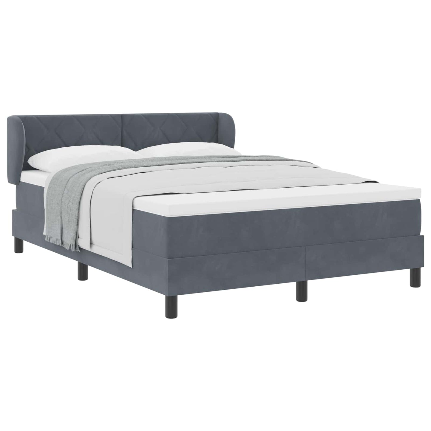 Boxspringbett mit Kopfteil Dunkelgrau 160 x 200 cm Samt