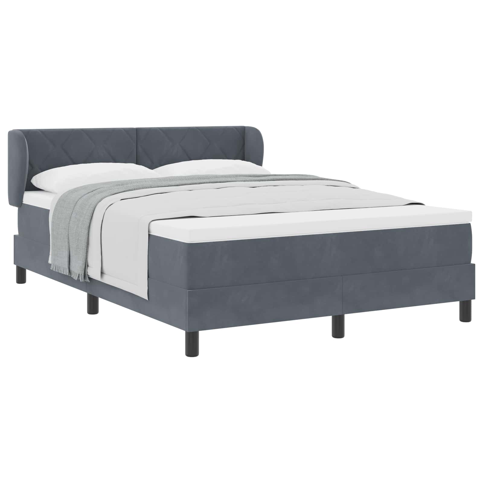 Boxspringbett mit Kopfteil Dunkelgrau 160 x 200 cm Samt