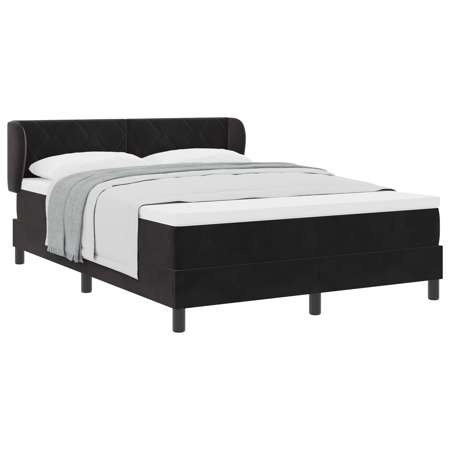 Boxspringbett mit Kopfteil Schwarz 160 x 200 cm Samt