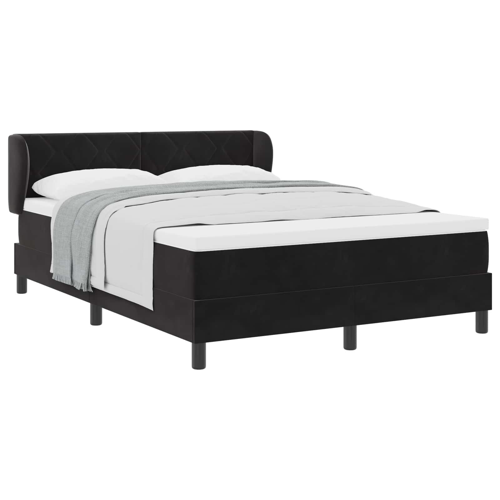 Boxspringbett mit Kopfteil Schwarz 160 x 200 cm Samt