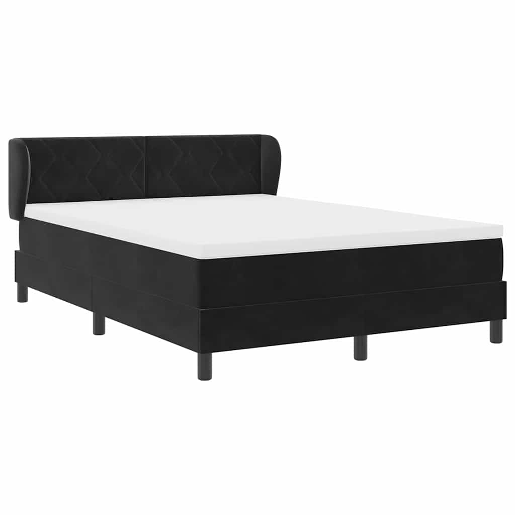Boxspringbett mit Kopfteil Schwarz 160 x 200 cm Samt