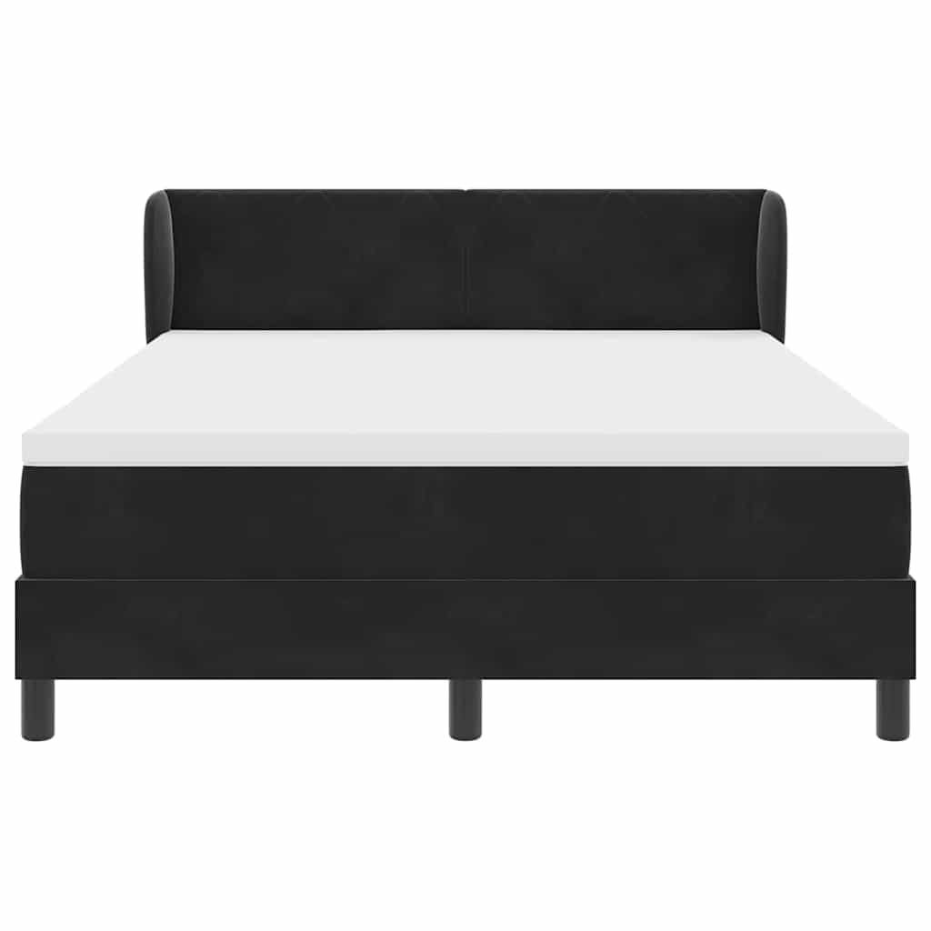 Boxspringbett mit Kopfteil Schwarz 160 x 200 cm Samt