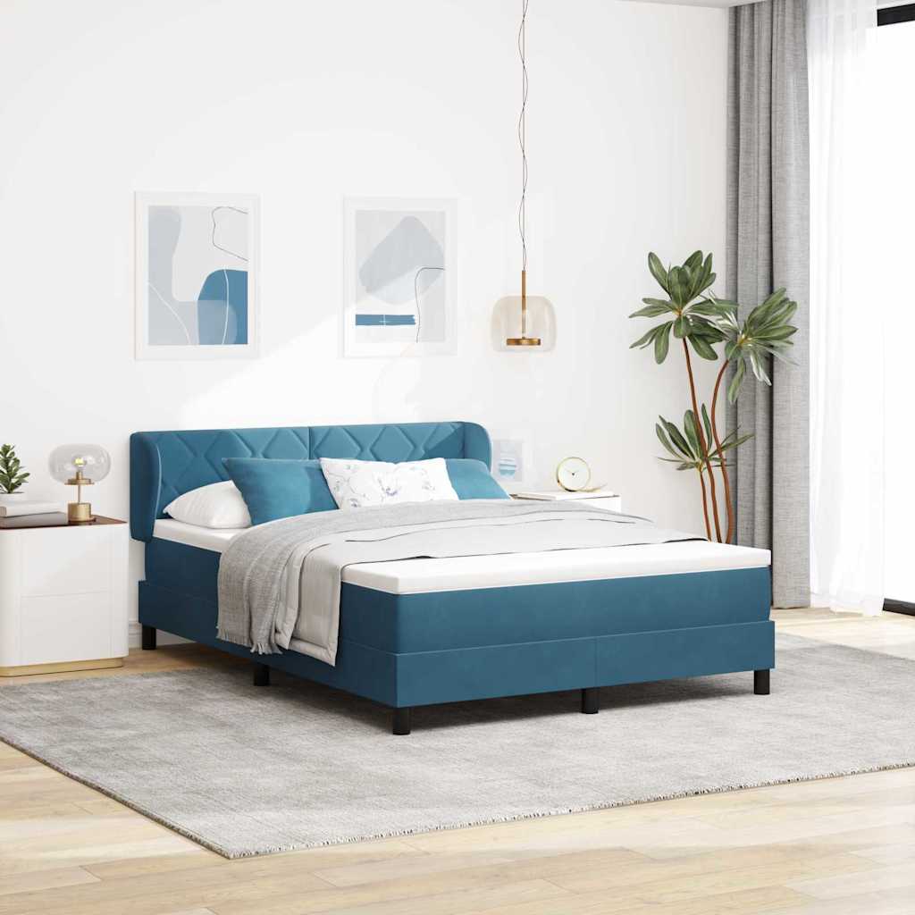 Boxspringbett mit Kopfteil Dunkelblau 160 x 200 cm Samt