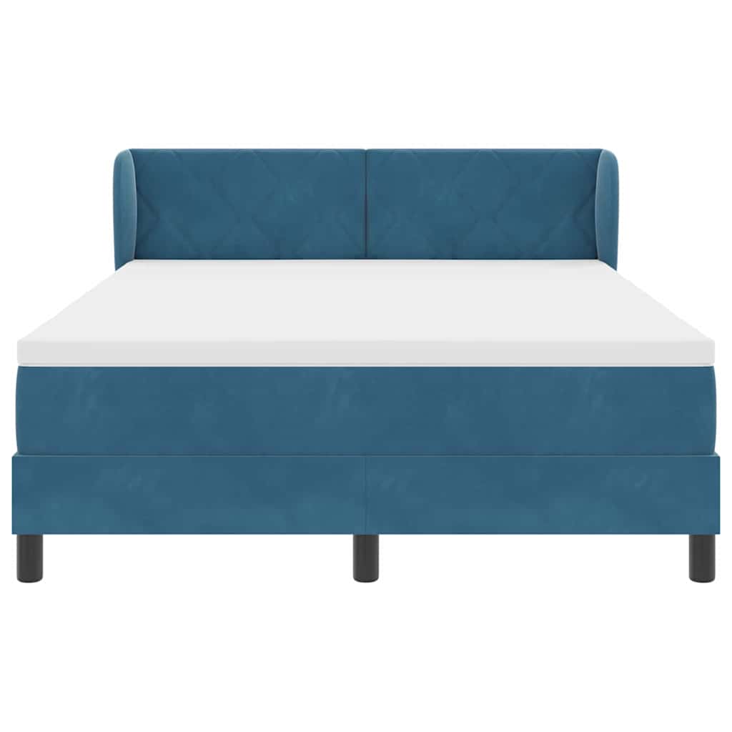 Boxspringbett mit Kopfteil Dunkelblau 160 x 200 cm Samt