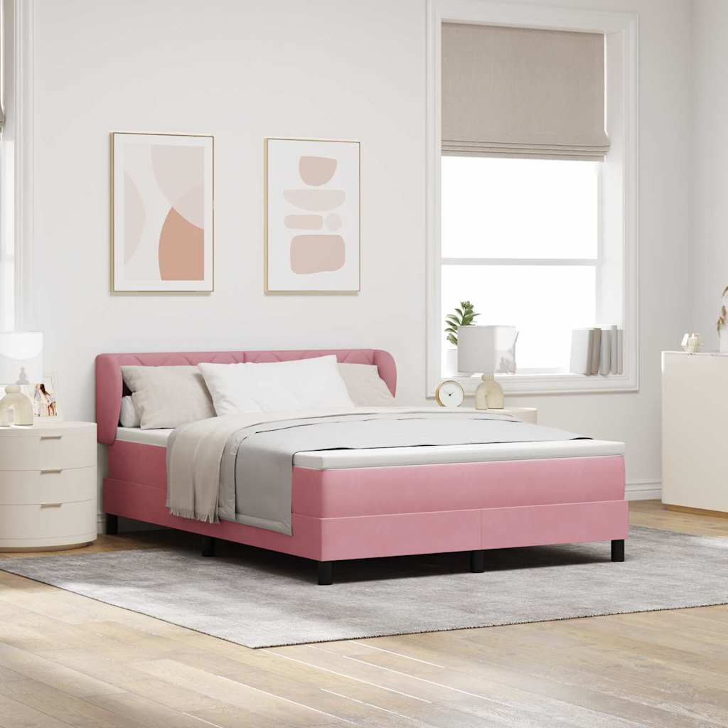 Boxspringbett mit Kopfteil Rosa 160 x 200 cm Samt