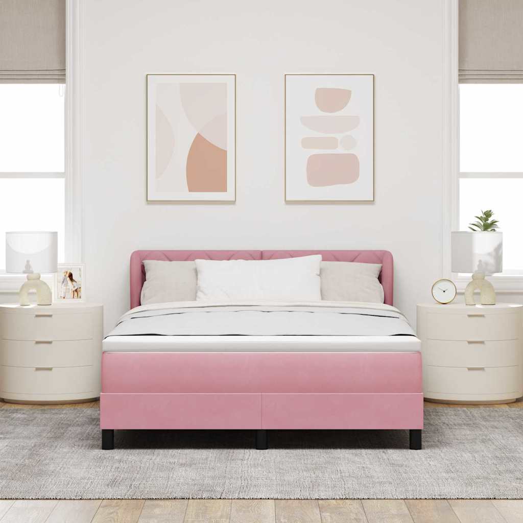 Boxspringbett mit Kopfteil Rosa 160 x 200 cm Samt