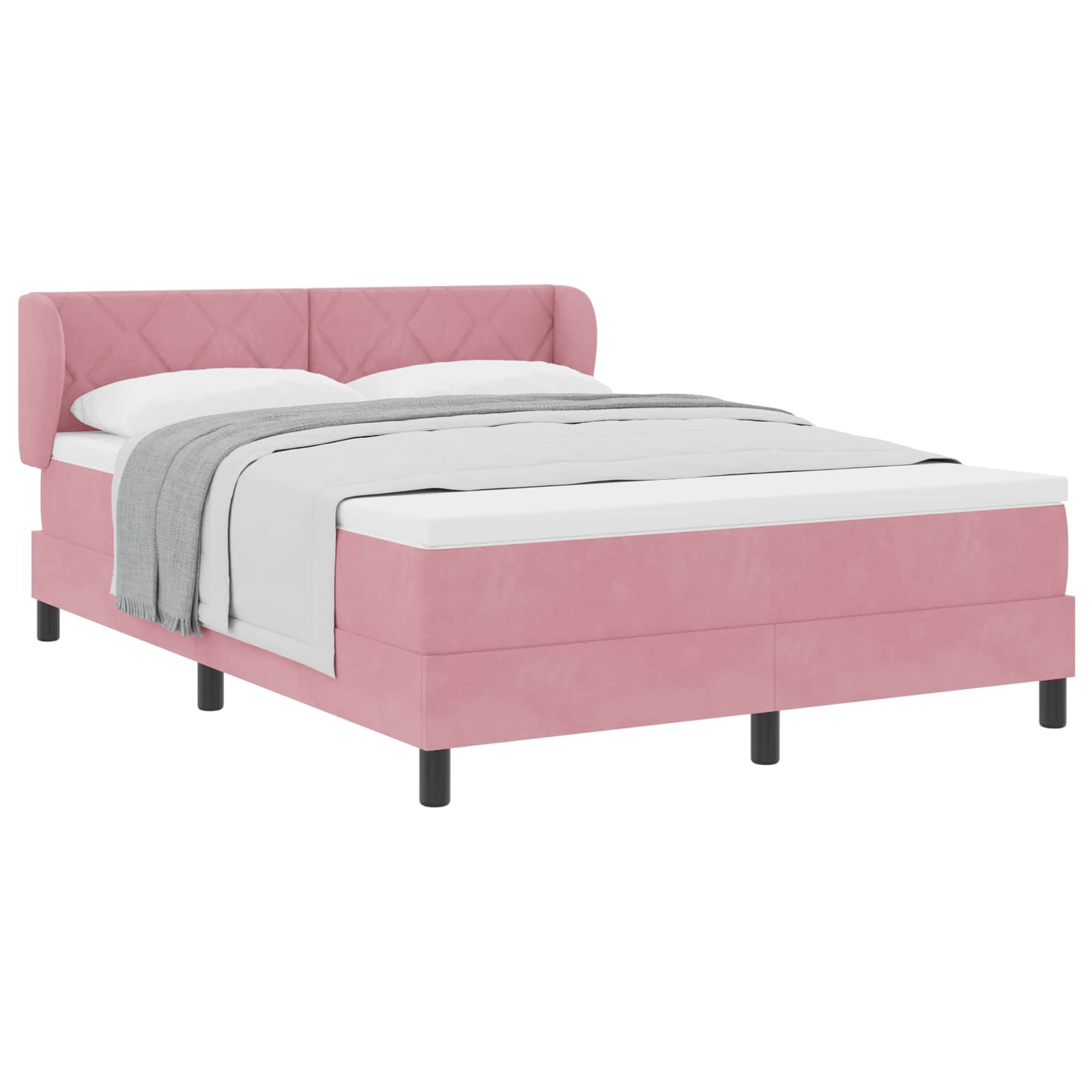 Boxspringbett mit Kopfteil Rosa 160 x 200 cm Samt