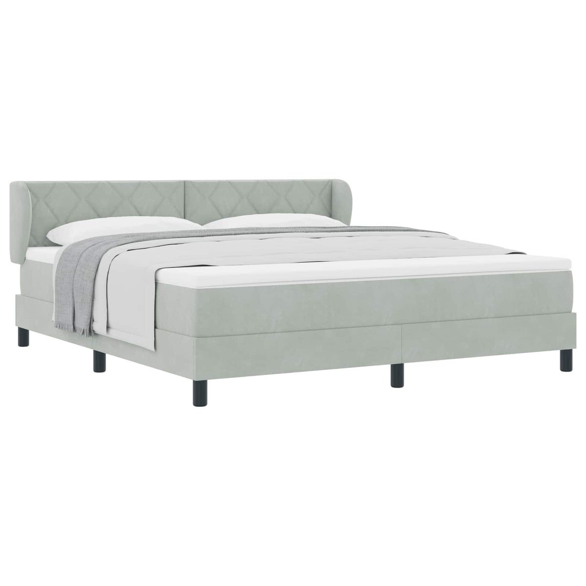 Boxspringbett mit Kopfteil Hellgrau 180 x 200 cm Samt