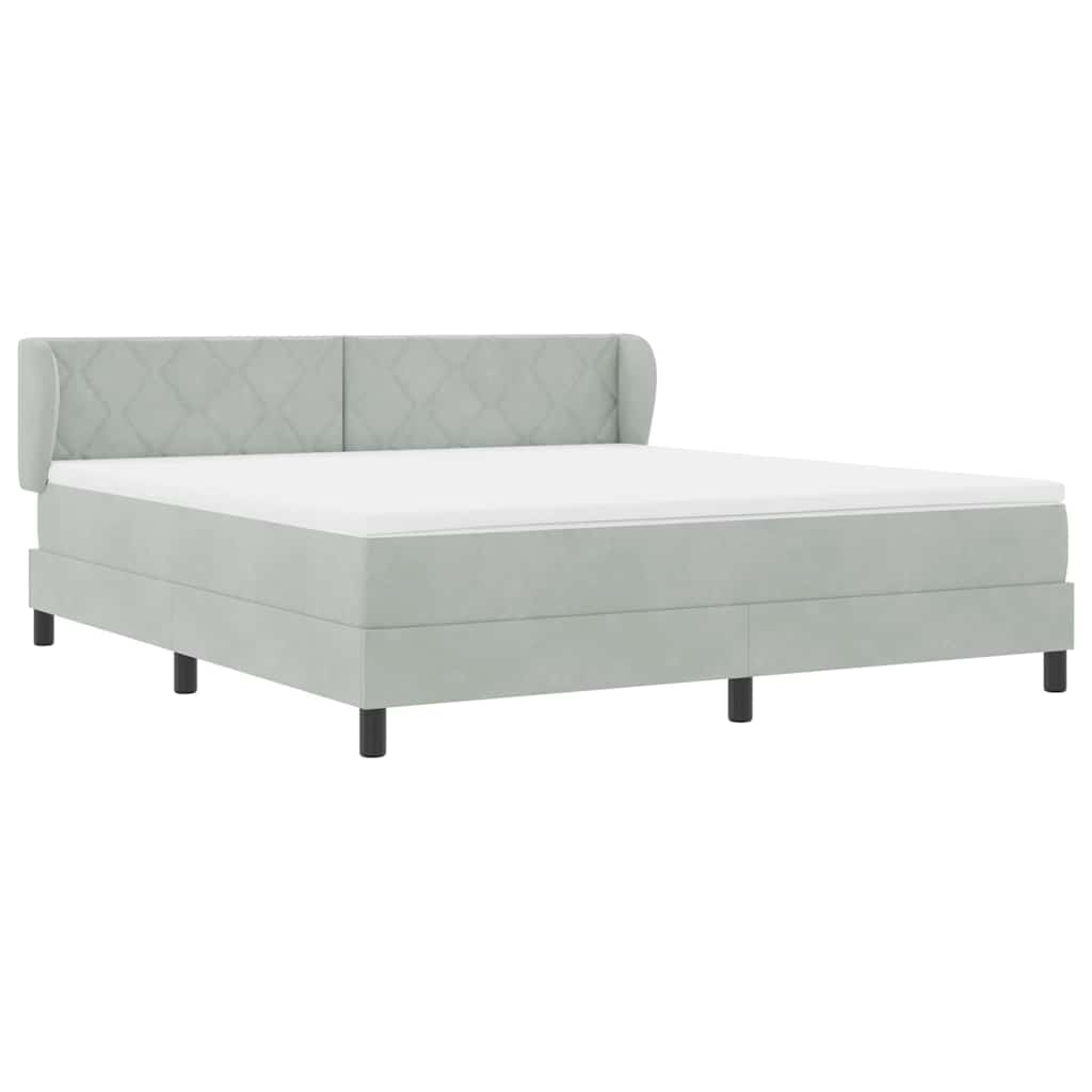 Boxspringbett mit Kopfteil Hellgrau 180 x 200 cm Samt