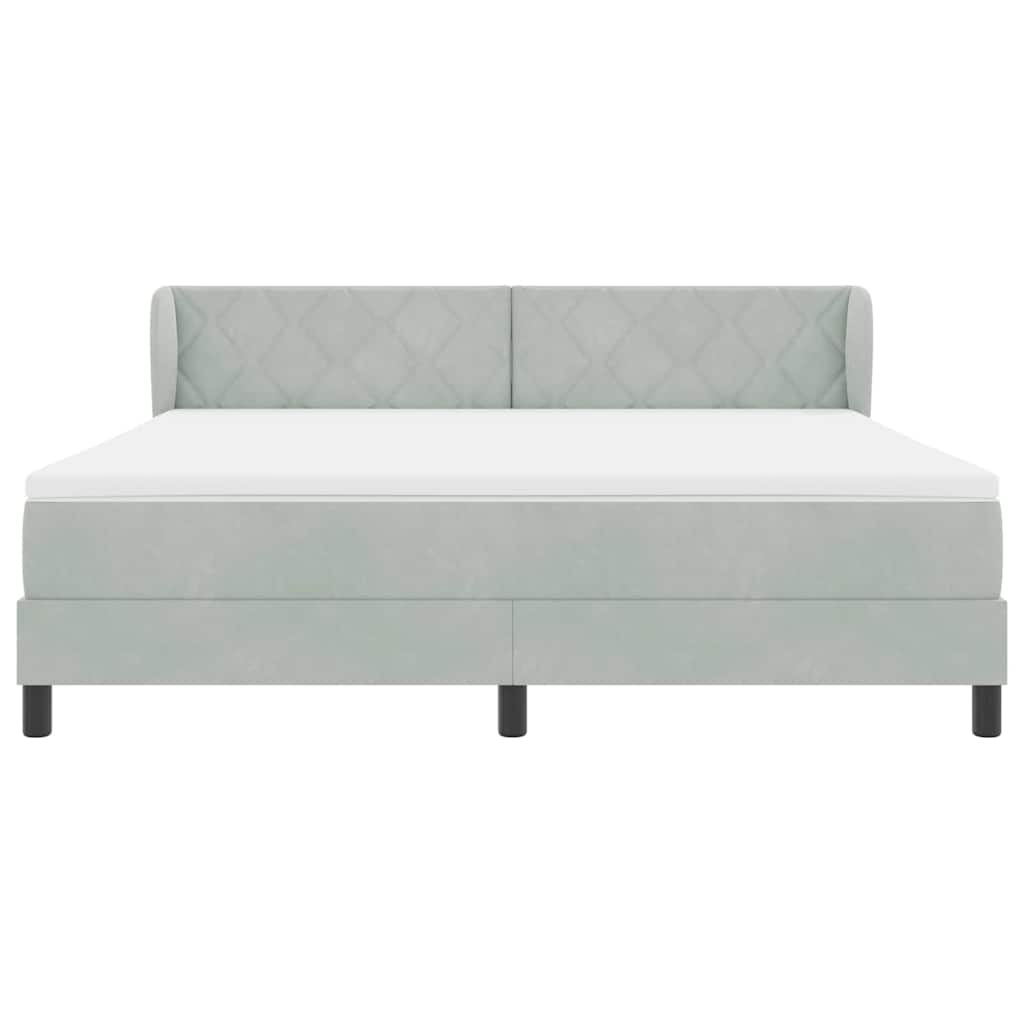 Boxspringbett mit Kopfteil Hellgrau 180 x 200 cm Samt