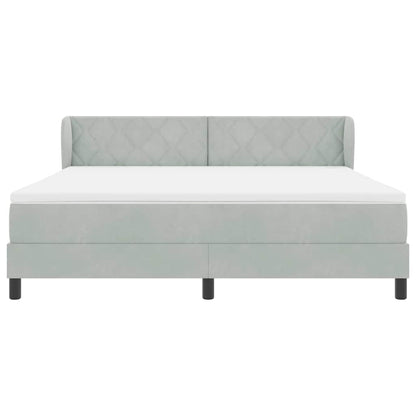 Boxspringbett mit Kopfteil Hellgrau 180 x 200 cm Samt