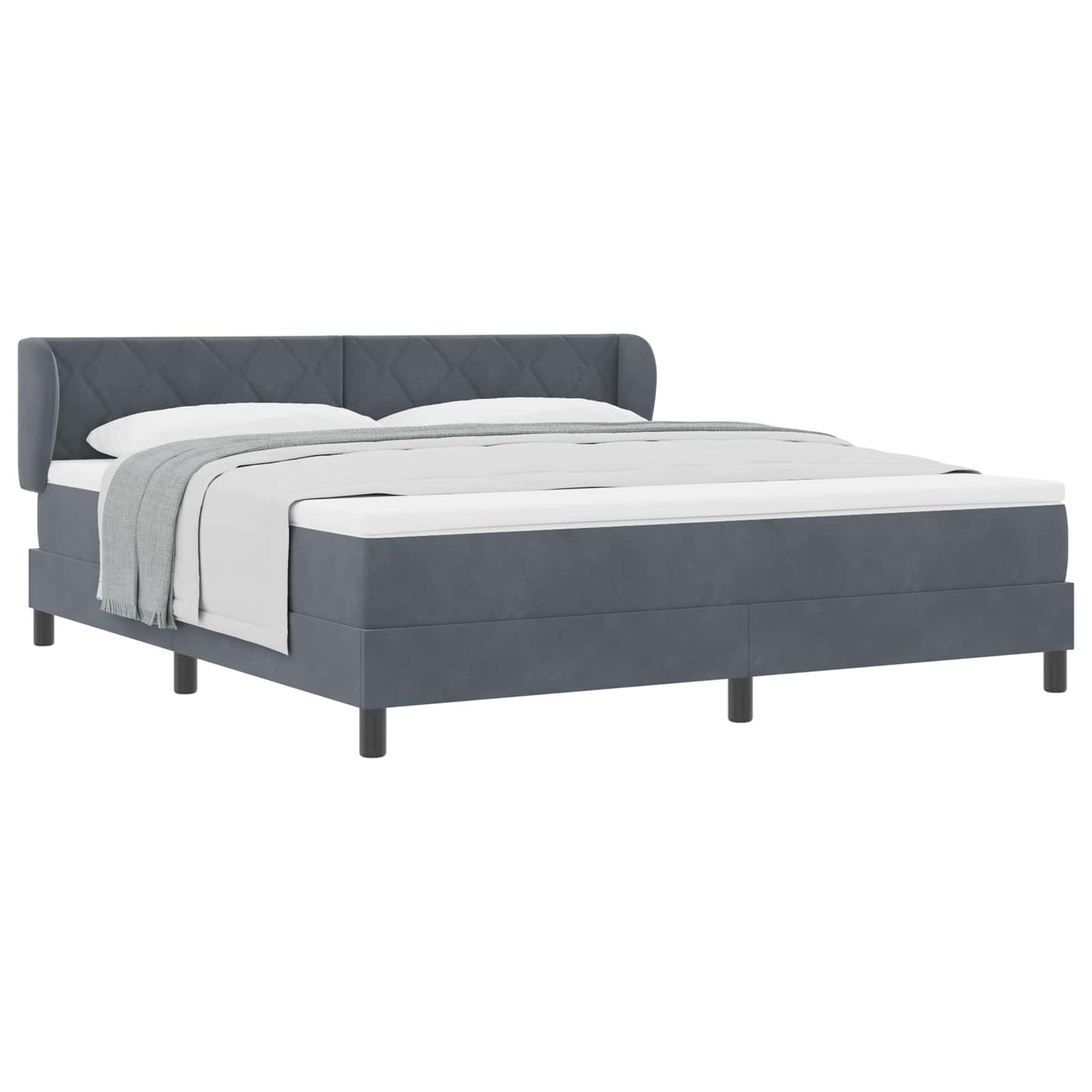 Boxspringbett mit Kopfteil Dunkelgrau 180 x 200 cm Samt
