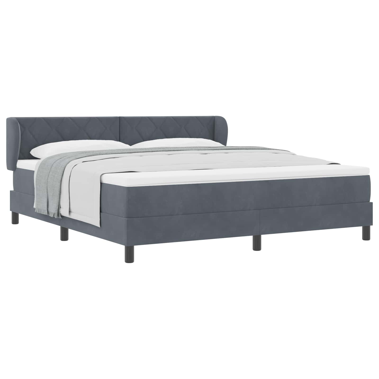 Boxspringbett mit Kopfteil Dunkelgrau 180 x 200 cm Samt