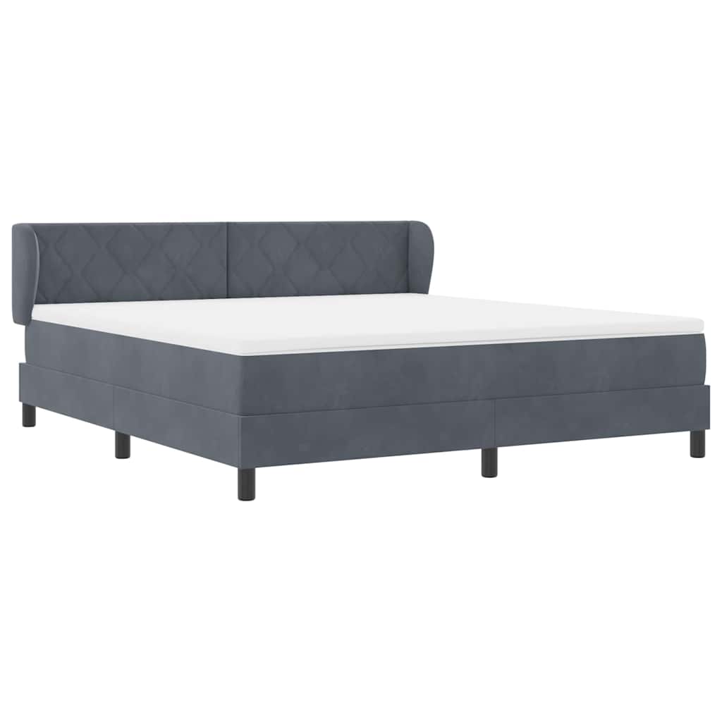Boxspringbett mit Kopfteil Dunkelgrau 180 x 200 cm Samt
