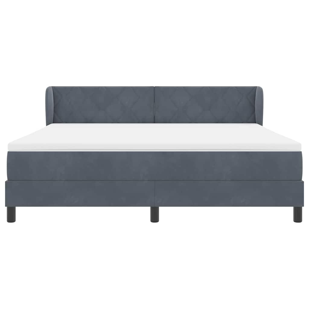 Boxspringbett mit Kopfteil Dunkelgrau 180 x 200 cm Samt