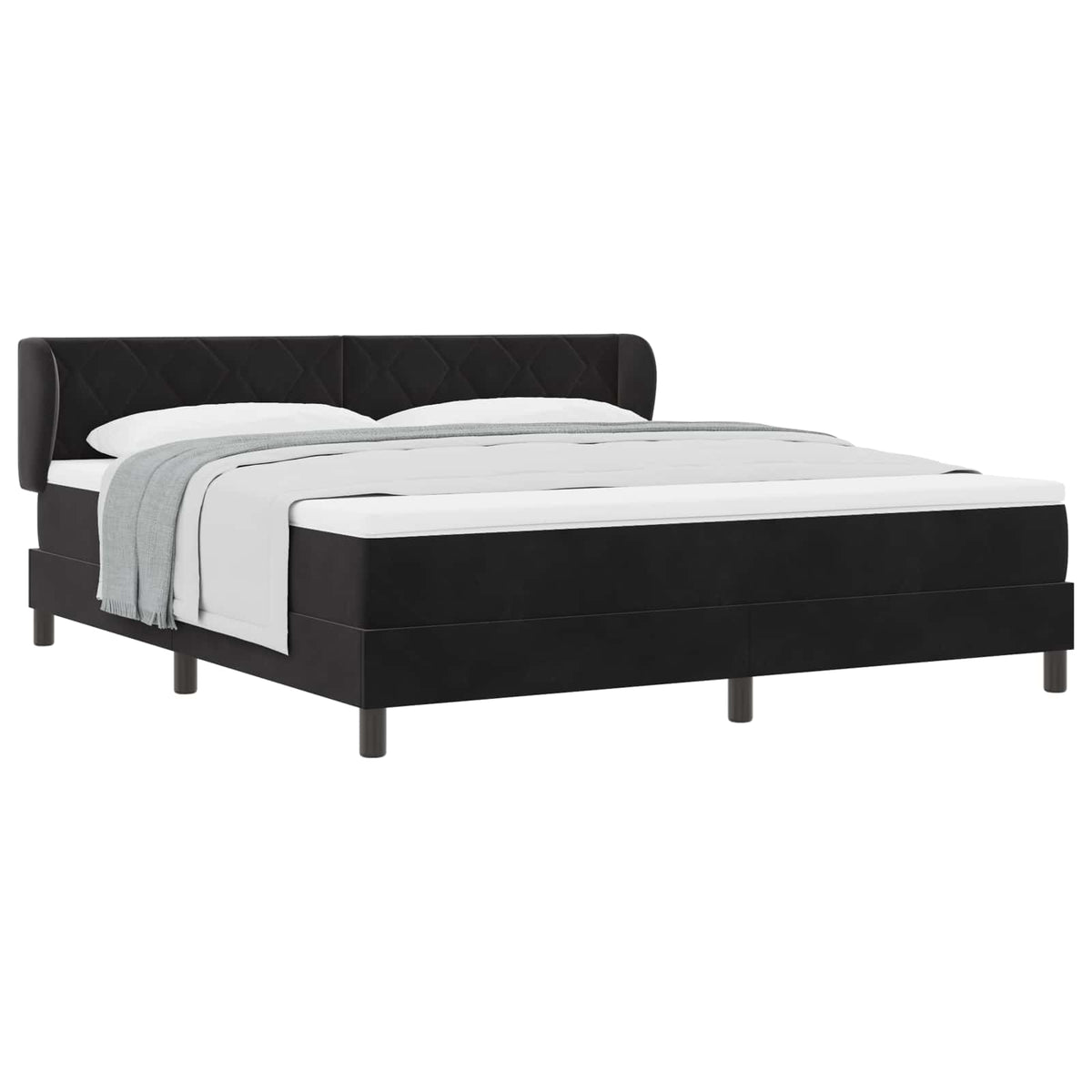Boxspringbett mit Kopfteil Schwarz 180 x 200 cm Samt