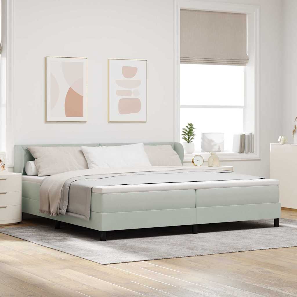 Boxspringbett mit Kopfteil Hellgrau 200 x 200 cm Samt