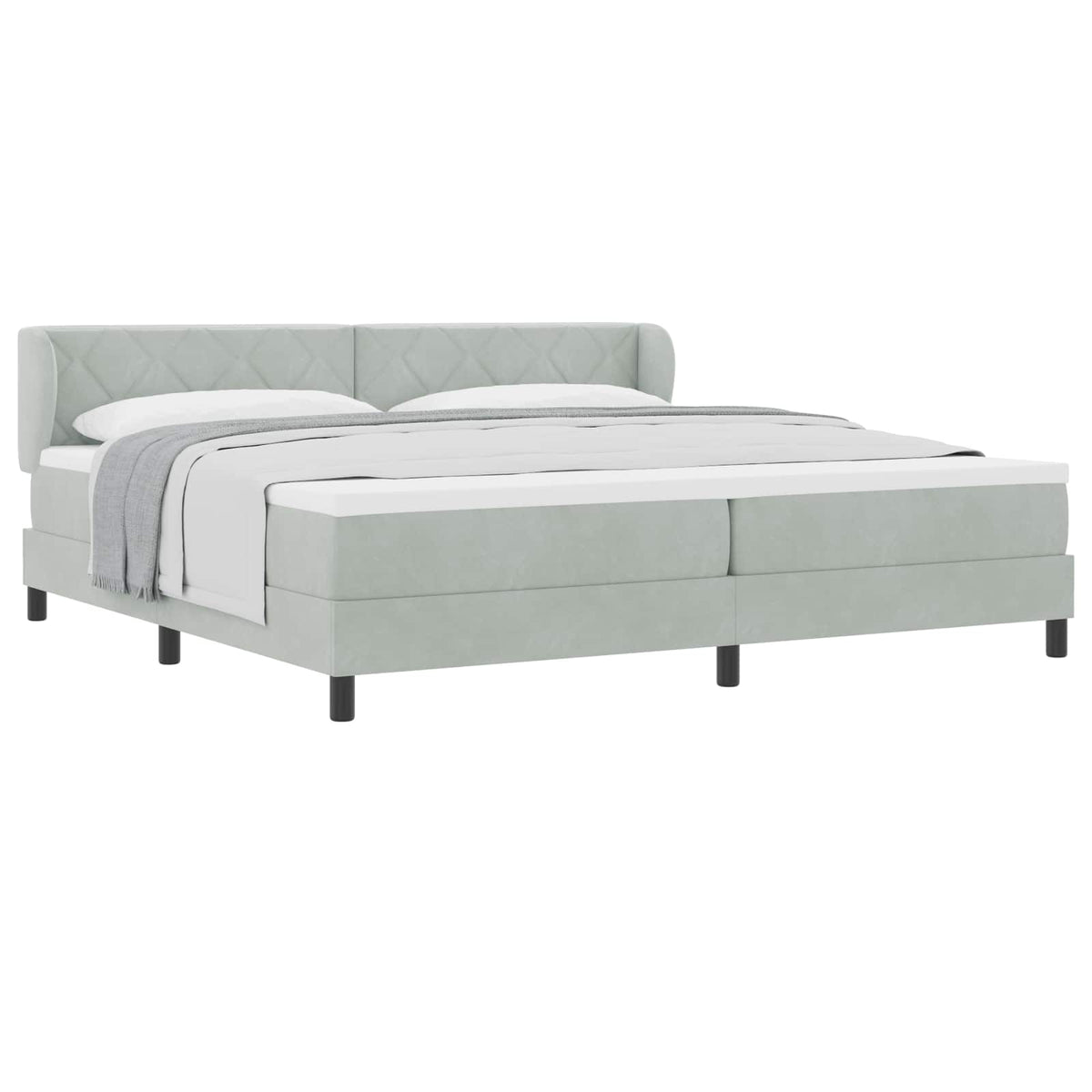 Boxspringbett mit Kopfteil Hellgrau 200 x 200 cm Samt