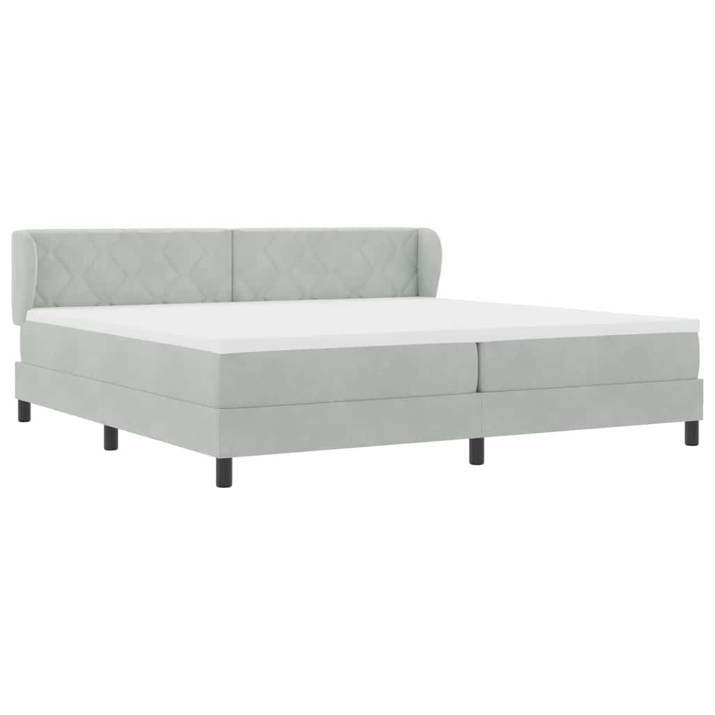 Boxspringbett mit Kopfteil Hellgrau 200 x 200 cm Samt