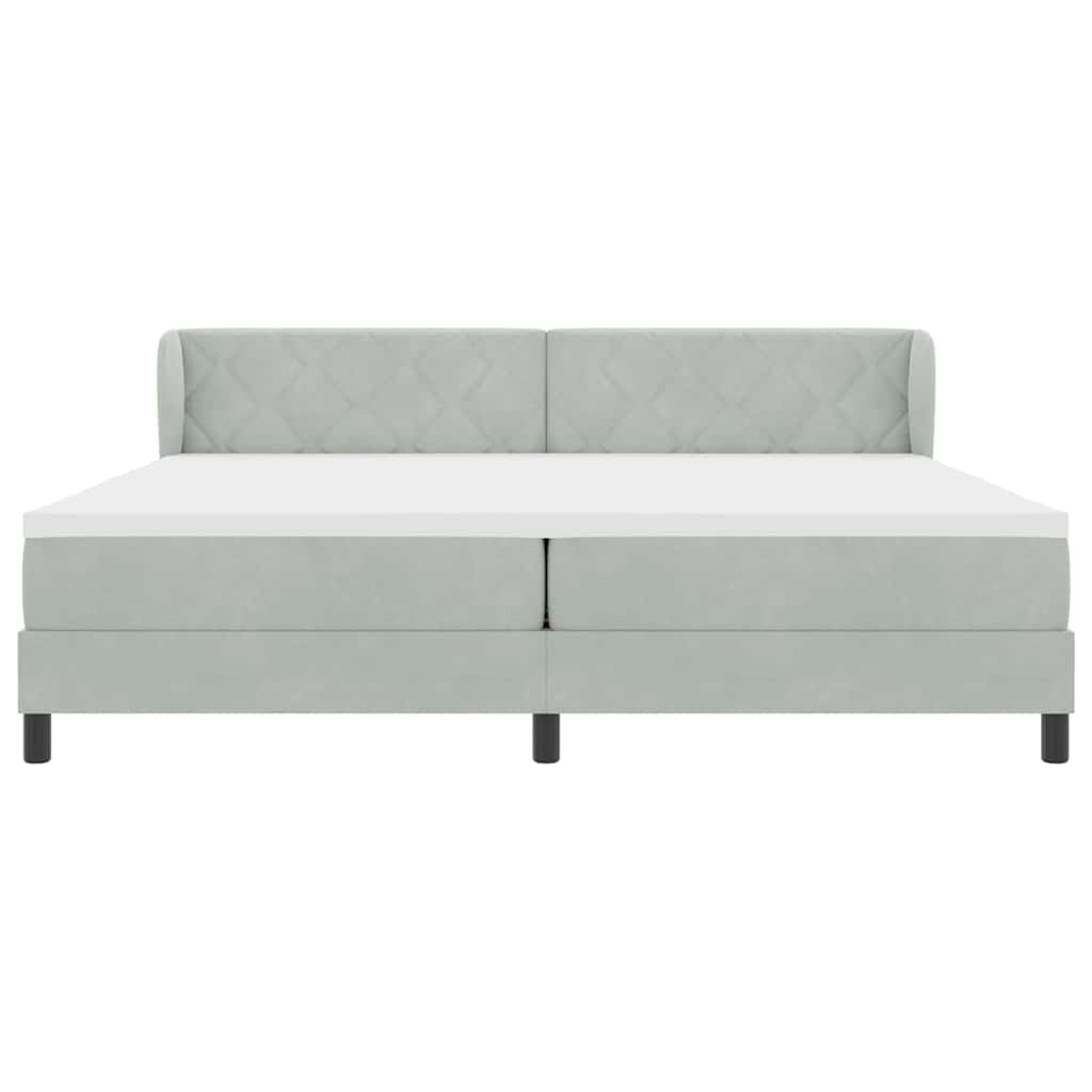 Boxspringbett mit Kopfteil Hellgrau 200 x 200 cm Samt