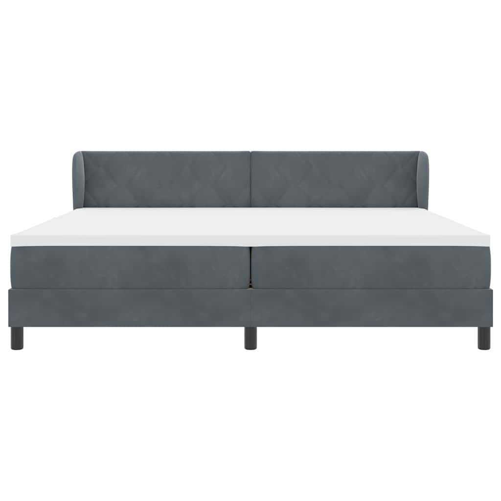 Boxspringbett mit Kopfteil Dunkelgrau 200 x 200 cm Samt