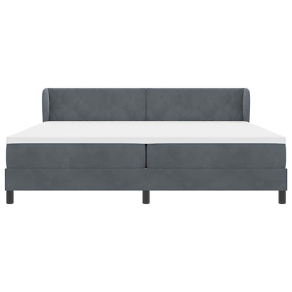 Boxspringbett mit Kopfteil Dunkelgrau 200 x 200 cm Samt