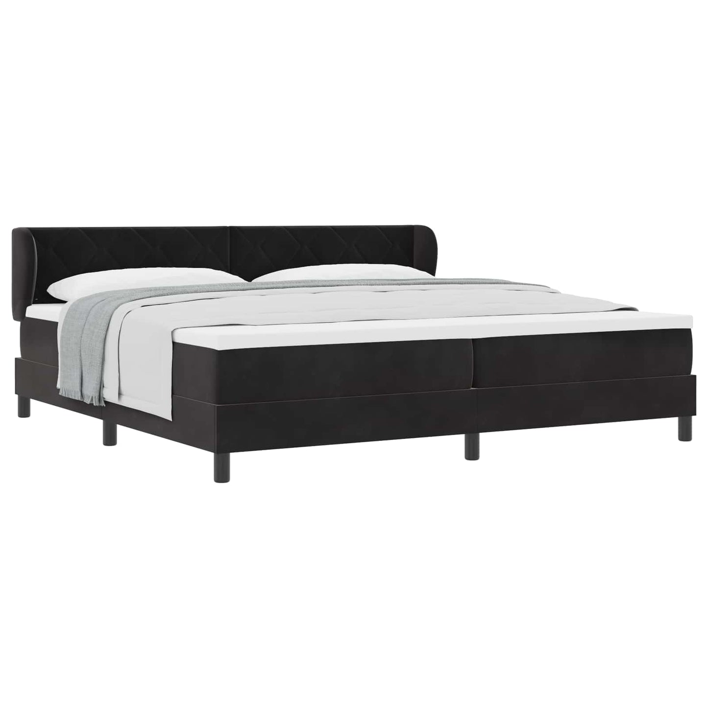 Boxspringbett mit Kopfteil Schwarz 200 x 200 cm Samt