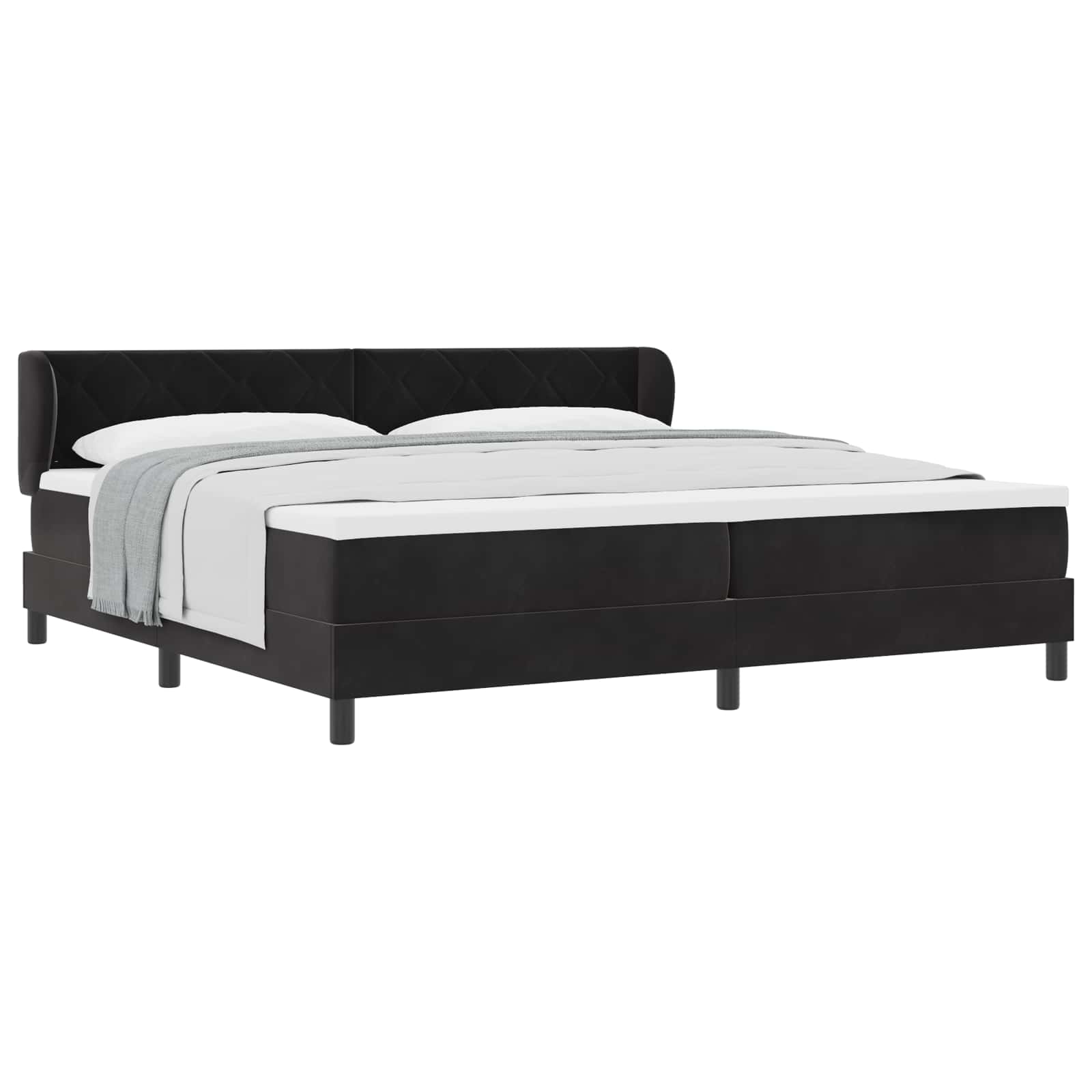 Boxspringbett mit Kopfteil Schwarz 200 x 200 cm Samt