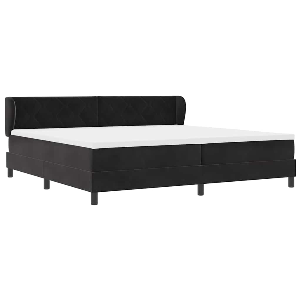 Boxspringbett mit Kopfteil Schwarz 200 x 200 cm Samt
