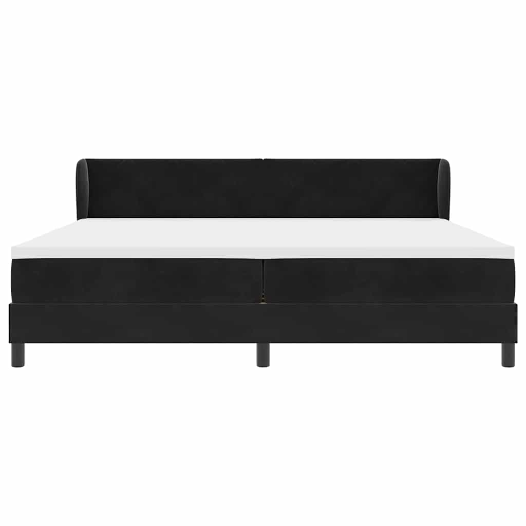 Boxspringbett mit Kopfteil Schwarz 200 x 200 cm Samt