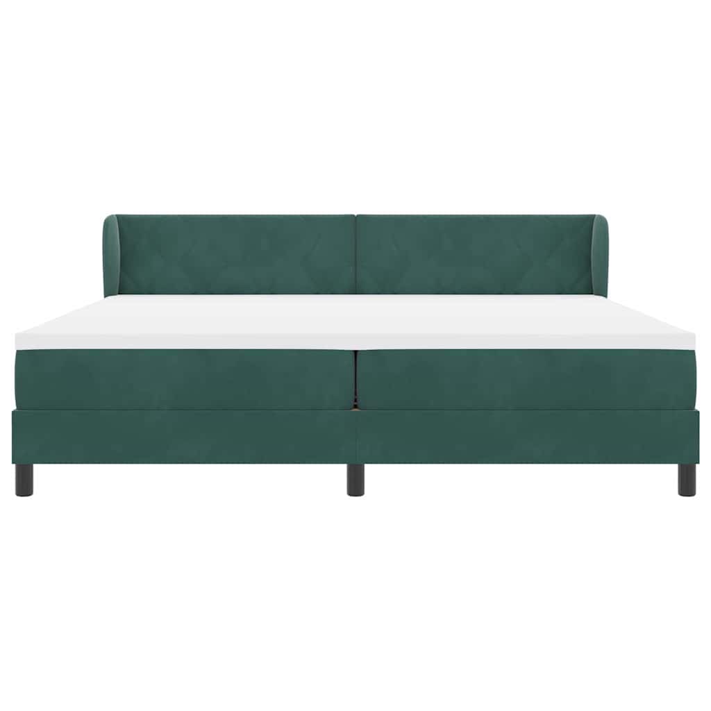 Boxspringbett mit Kopfteil Dunkelgrün 200 x 200 cm Samt
