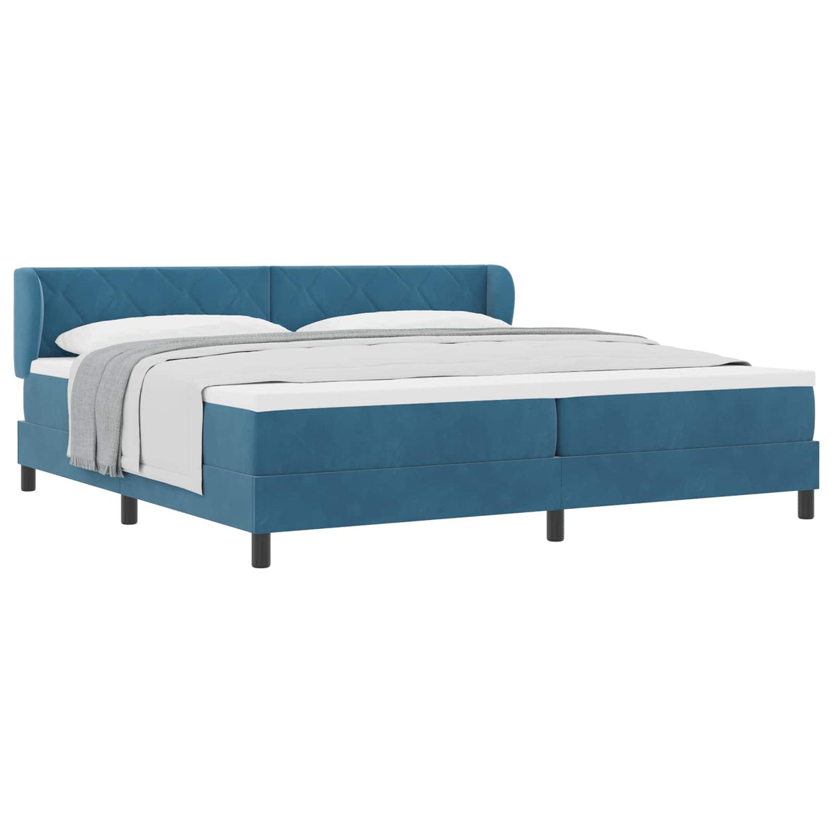 Boxspringbett mit Kopfteil Dunkelblau 200 x 200 cm Samt