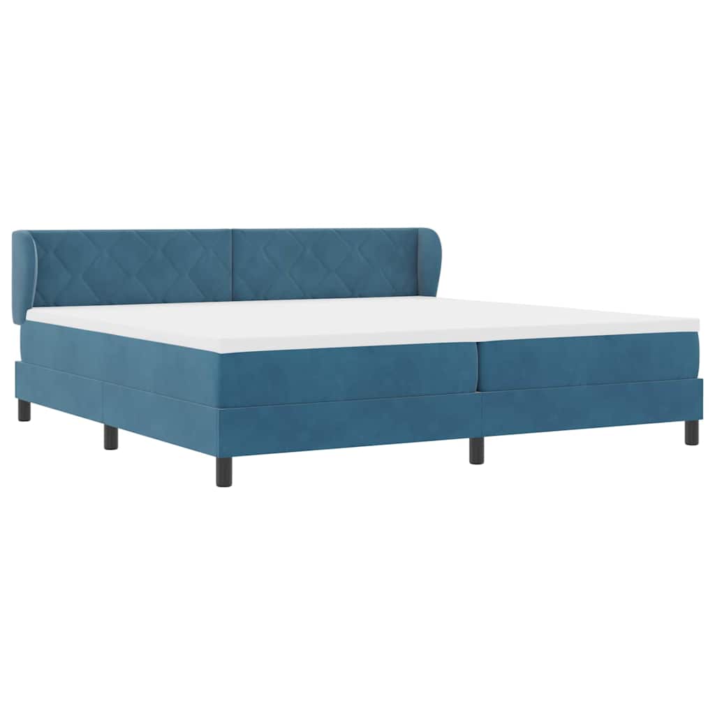 Boxspringbett mit Kopfteil Dunkelblau 200 x 200 cm Samt