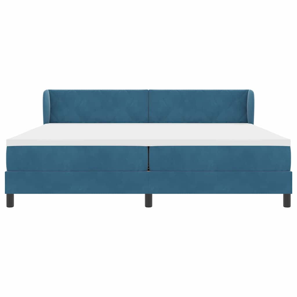 Boxspringbett mit Kopfteil Dunkelblau 200 x 200 cm Samt