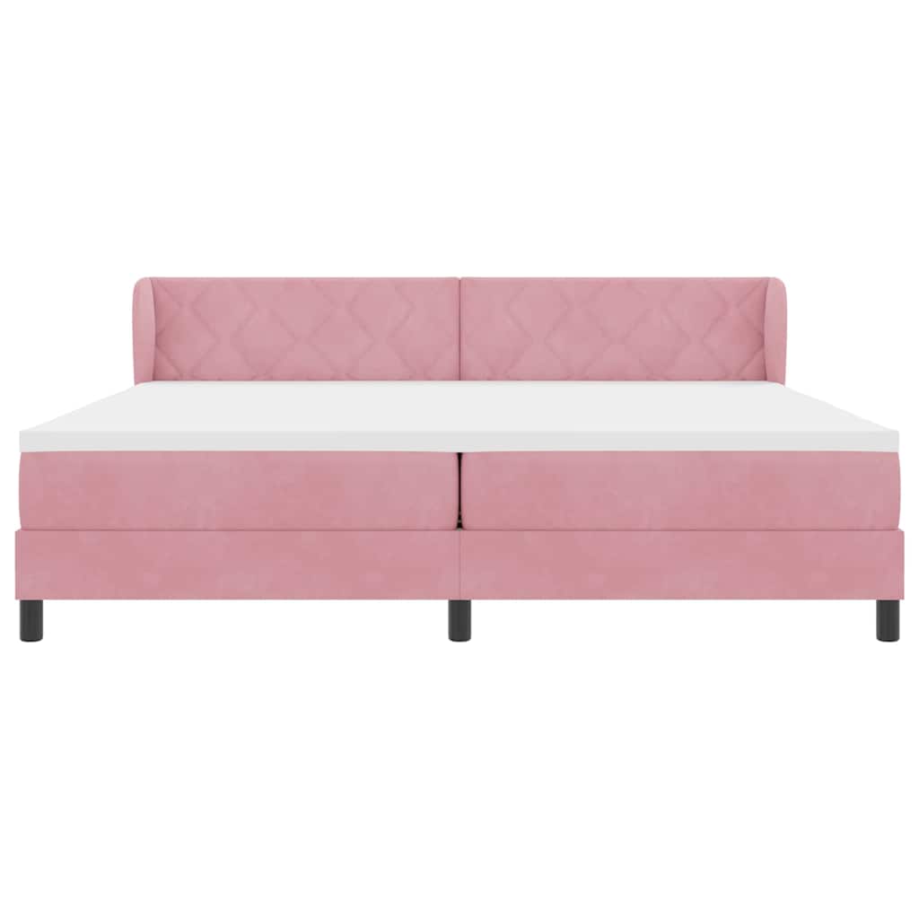 Boxspringbett mit Kopfteil Rosa 200 x 200 cm Samt