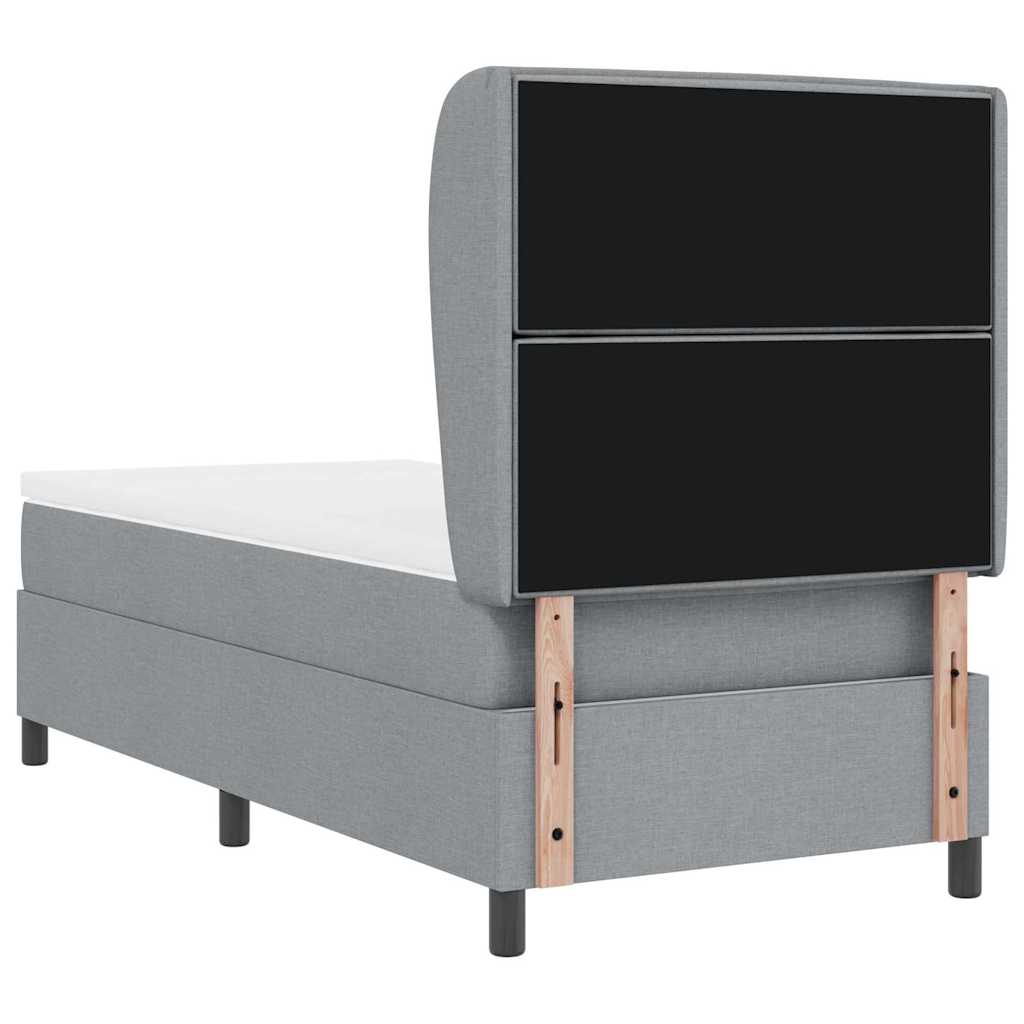 Boxspringbett mit Matratze Hellgrau 80 x 200 cm Stoff
