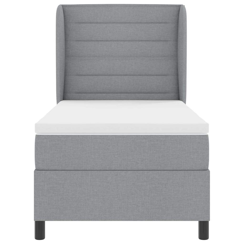 Boxspringbett mit Matratze Hellgrau 80 x 200 cm Stoff