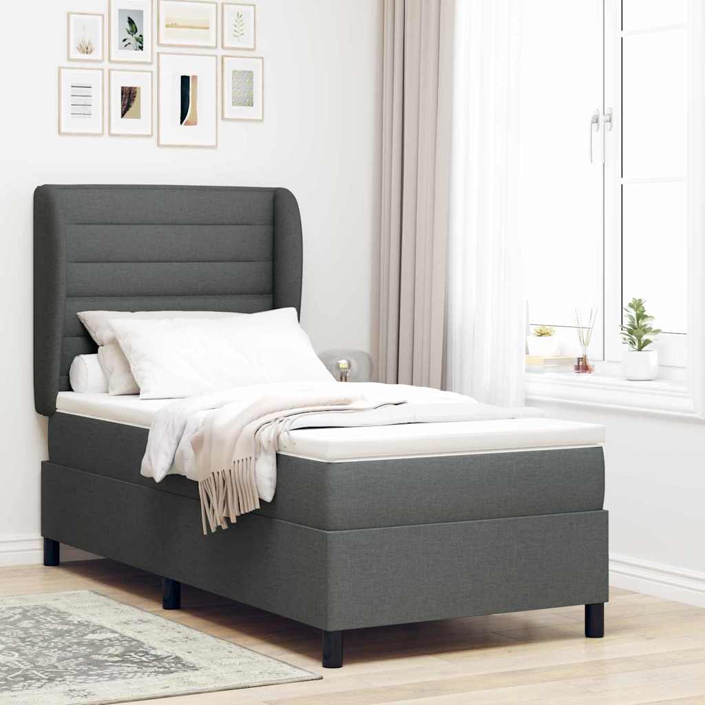 Boxspringbett mit Matratze Dunkelgrau 80 x 200 cm Stoff