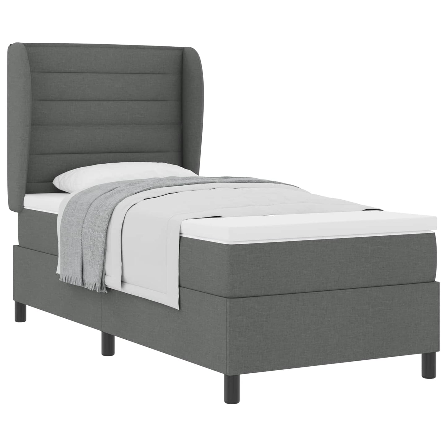 Boxspringbett mit Matratze Dunkelgrau 80 x 200 cm Stoff