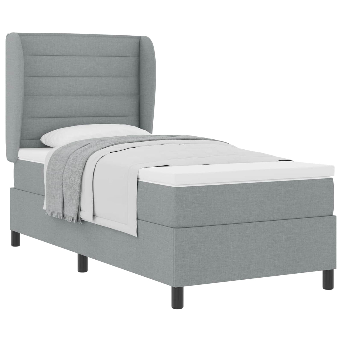 Boxspringbett mit Matratze Hellgrau 90 x 190 cm Stoff