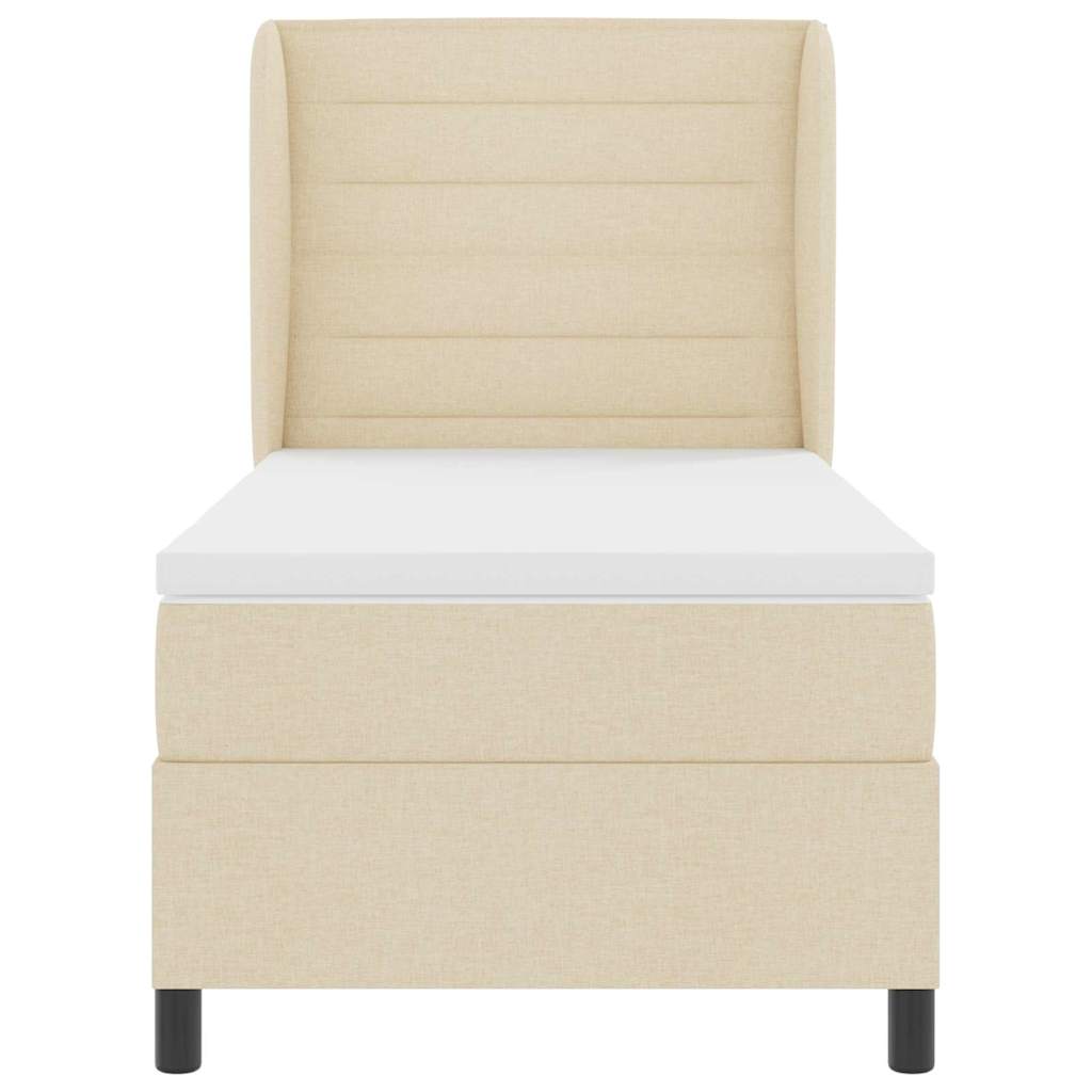 Boxspringbett mit Matratze mit Kopfteil Creme 90 x 190 cm Stoff