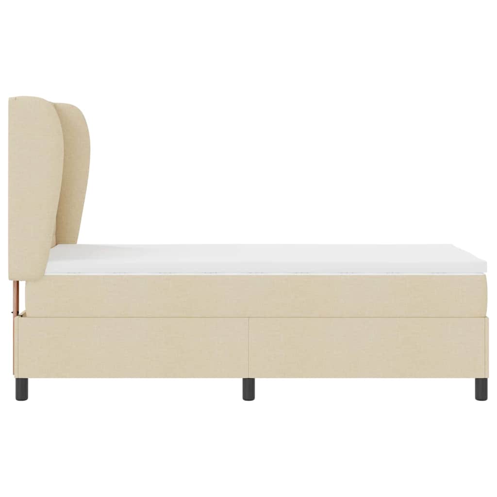 Boxspringbett mit Matratze mit Kopfteil Creme 90 x 190 cm Stoff