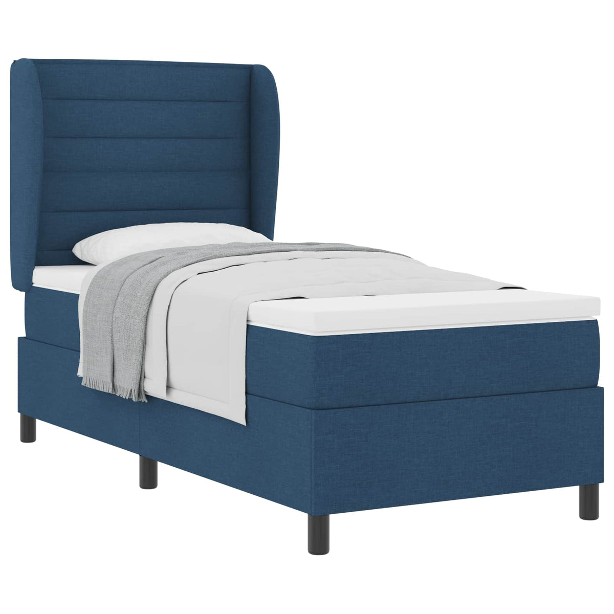 Boxspringbett mit Matratze mit Kopfteil Blau 90 x 190 cm Stoff