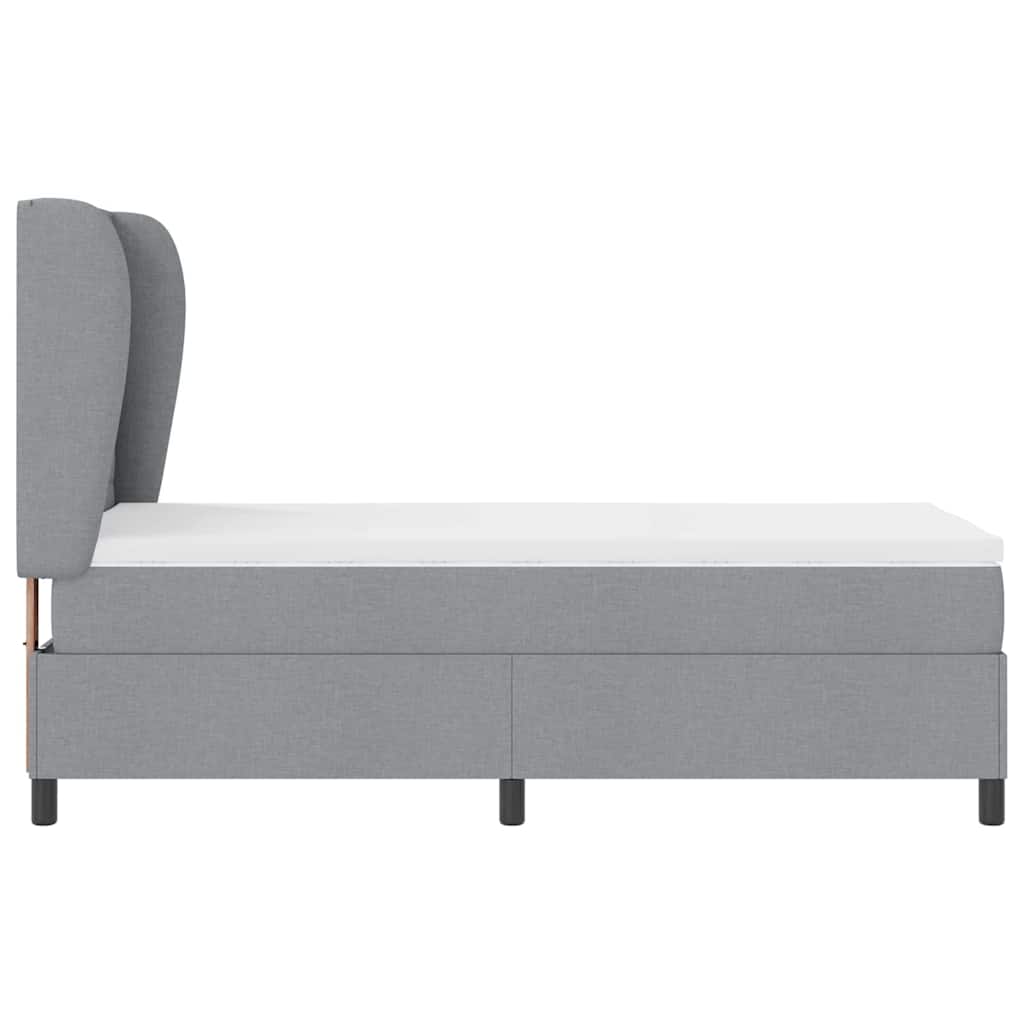 Boxspringbett mit Matratze Hellgrau 90 x 200 cm Stoff