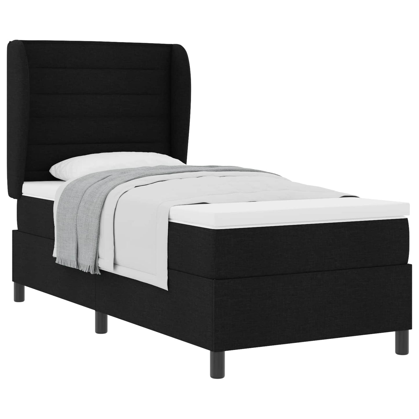 Boxspringbett mit Matratze Schwarz 90 x 200 cm Stoff