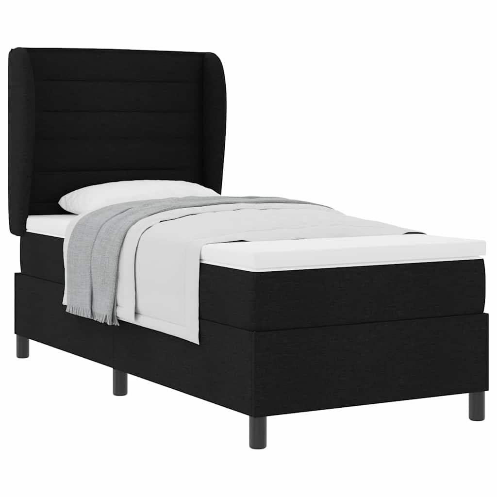 Boxspringbett mit Matratze Schwarz 90 x 200 cm Stoff