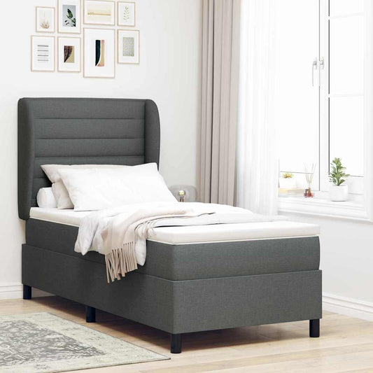 Boxspringbett mit Matratze Dunkelgrau 100 x 200 cm Stoff