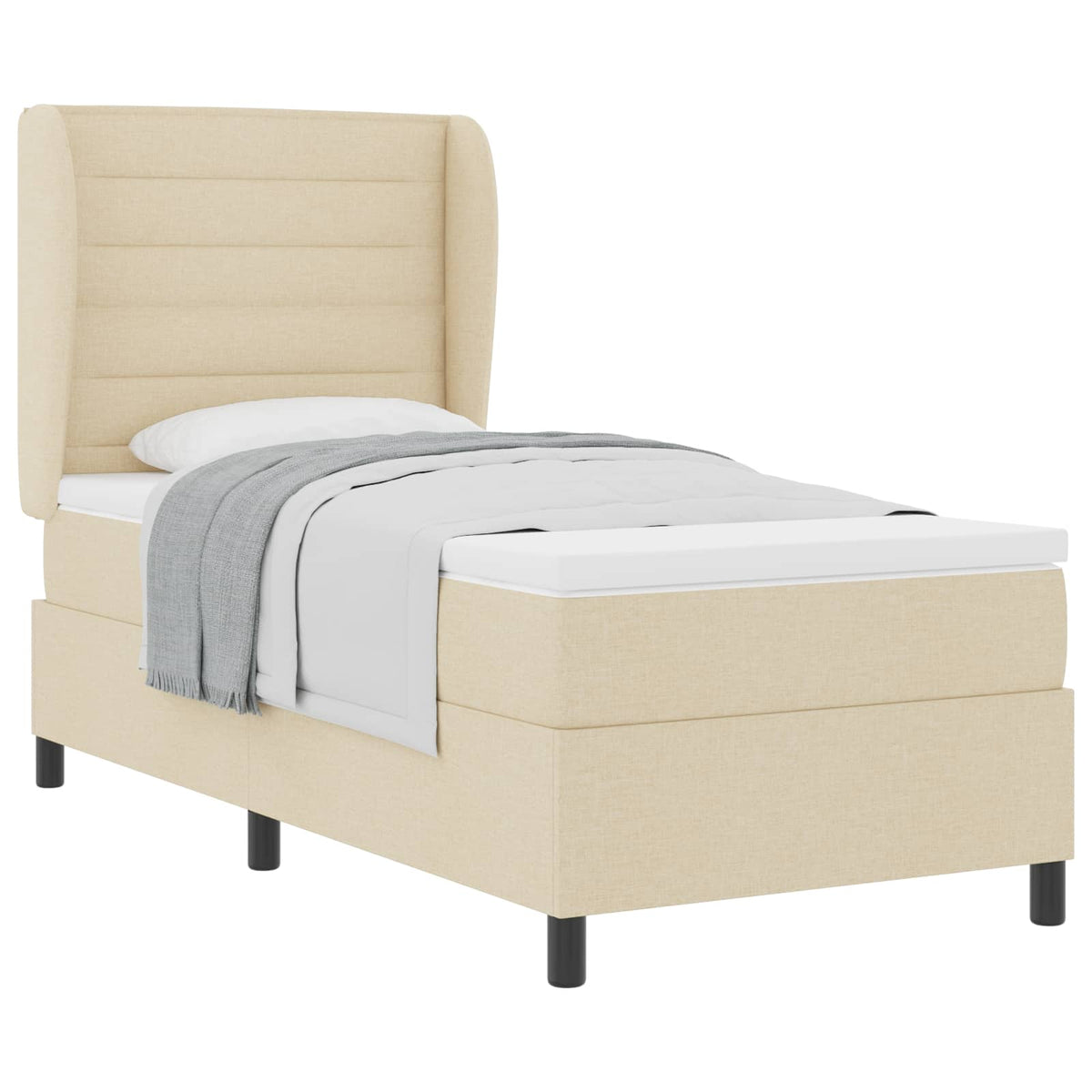 Boxspringbett mit Matratze Creme 100 x 200 cm Stoff