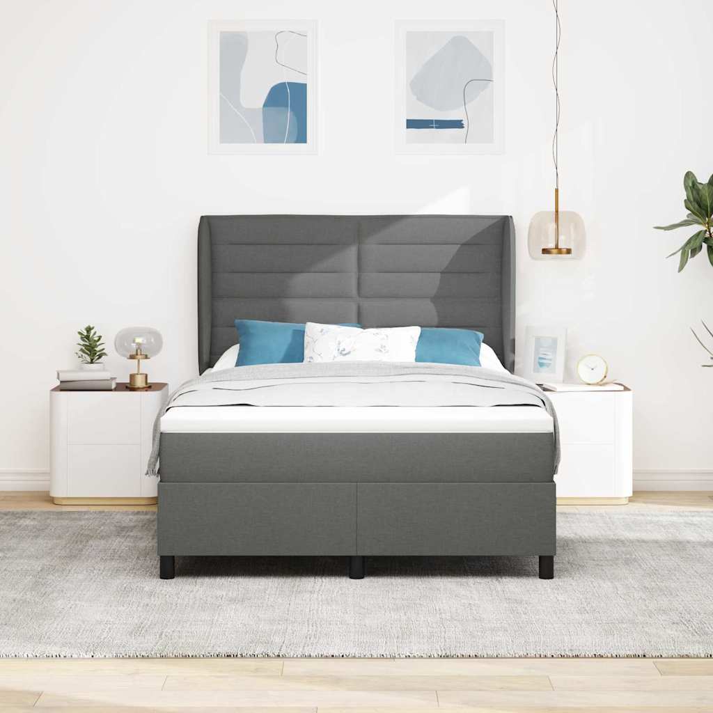 Boxspringbett mit Matratze Dunkelgrau 140 x 190 cm Stoff
