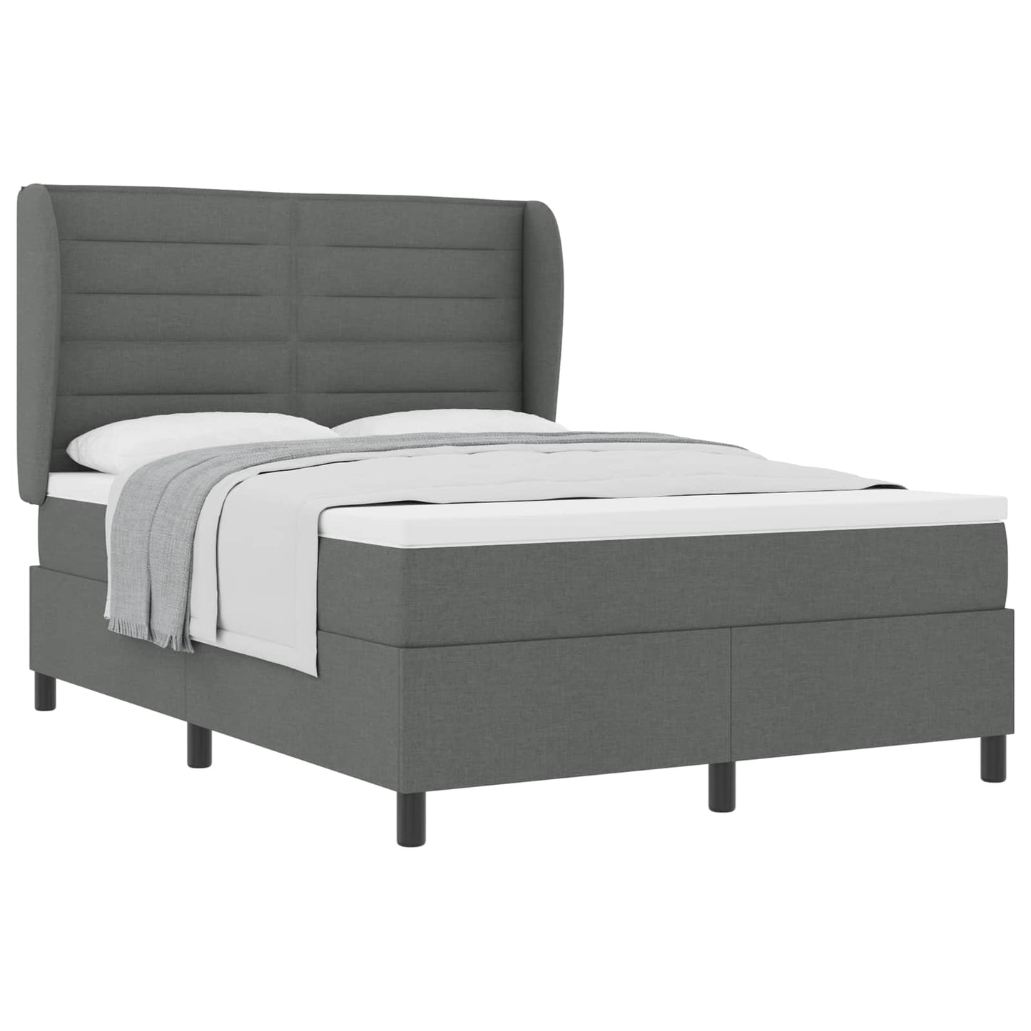 Boxspringbett mit Matratze Dunkelgrau 140 x 190 cm Stoff